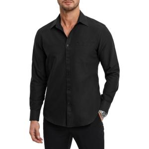 imageHISDERN Oxford 112 Mens Long Sleeve Oxford Dress Shirt Button Down Collar Breathable Business Casual for Work Formal WearAblack