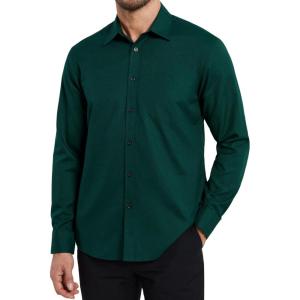 imageHISDERN Oxford 112 Mens Long Sleeve Oxford Dress Shirt Button Down Collar Breathable Business Casual for Work Formal WearGreen