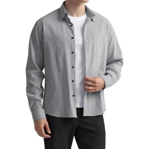 imageHISDERN Oxford 112 Mens Long Sleeve Oxford Dress Shirt Button Down Collar Breathable Business Casual for Work Formal WearGrey