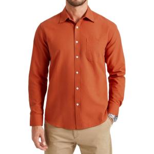 imageHISDERN Oxford 112 Mens Long Sleeve Oxford Dress Shirt Button Down Collar Breathable Business Casual for Work Formal WearOrange