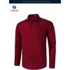 imageHISDERN 101C Mens Dress Shirts Long Sleeve Easy Care Quick Dry Breathable Regular Fit Formal Business Casual S4XLDark Red