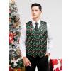 imageHISDERN Mens Christmas Suit Vest Funny Holiday Dress Vests Tie and Pocket Square Set for Men Xmas Festival PartyBlack Christmas