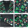 imageHISDERN Mens Christmas Suit Vest Funny Holiday Dress Vests Tie and Pocket Square Set for Men Xmas Festival PartyBlack Christmas