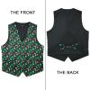 imageHISDERN Mens Christmas Suit Vest Funny Holiday Dress Vests Tie and Pocket Square Set for Men Xmas Festival PartyBlack Christmas