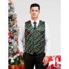 imageHISDERN Mens Christmas Suit Vest Funny Holiday Dress Vests Tie and Pocket Square Set for Men Xmas Festival PartyBlack Christmas