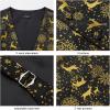imageHISDERN Mens Christmas Suit Vest Funny Holiday Dress Vests Tie and Pocket Square Set for Men Xmas Festival PartyBlack Reindeer