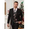 imageHISDERN Mens Christmas Suit Vest Funny Holiday Dress Vests Tie and Pocket Square Set for Men Xmas Festival PartyBlack Santa