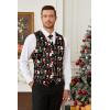 imageHISDERN Mens Christmas Suit Vest Funny Holiday Dress Vests Tie and Pocket Square Set for Men Xmas Festival PartyBlack Santa