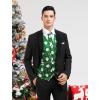 imageHISDERN Mens Christmas Suit Vest Funny Holiday Dress Vests Tie and Pocket Square Set for Men Xmas Festival PartyGreen Santa