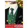 imageHISDERN Mens Christmas Suit Vest Funny Holiday Dress Vests Tie and Pocket Square Set for Men Xmas Festival PartyGreen Snowflake