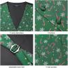 imageHISDERN Mens Christmas Suit Vest Funny Holiday Dress Vests Tie and Pocket Square Set for Men Xmas Festival PartyGreen Snowflake