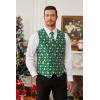 imageHISDERN Mens Christmas Suit Vest Funny Holiday Dress Vests Tie and Pocket Square Set for Men Xmas Festival PartyGreen Snowman