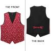 imageHISDERN Mens Christmas Suit Vest Funny Holiday Dress Vests Tie and Pocket Square Set for Men Xmas Festival PartyRed Reindeer
