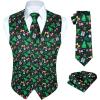 imageHISDERN Mens Christmas Suit Vest Funny Holiday Dress Vests Tie and Pocket Square Set for Men Xmas Festival PartyBlack Christmas
