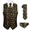 imageHISDERN Mens Christmas Suit Vest Funny Holiday Dress Vests Tie and Pocket Square Set for Men Xmas Festival PartyBlack Reindeer