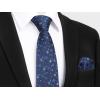 imageHISDERN Men Floral Ties Woven Classic 34quot Necktie Set Formal Tie Pocket Square for Wedding with Handkerchief Gift BoxNavy Blue Floral