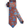 imageHISDERN Men Floral Ties Woven Classic 34quot Necktie Set Formal Tie Pocket Square for Wedding with Handkerchief Gift BoxOrange Blue Flower
