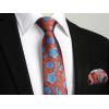 imageHISDERN Men Floral Ties Woven Classic 34quot Necktie Set Formal Tie Pocket Square for Wedding with Handkerchief Gift BoxOrange Blue Flower
