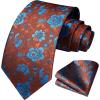 imageHISDERN Men Floral Ties Woven Classic 34quot Necktie Set Formal Tie Pocket Square for Wedding with Handkerchief Gift BoxOrange Blue Flower