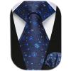 imageHISDERN Men Floral Ties Woven Classic 34quot Necktie Set Formal Tie Pocket Square for Wedding with Handkerchief Gift BoxNavy Blue Floral