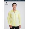 imageHISDERN Mens Business Dress Shirts Long Sleeve Casual Button Down Shirt Formal Inner Collar Contrast Shirt for Men WeddingLight Yellow  Paisley