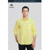 imageHISDERN Mens Business Dress Shirts Long Sleeve Casual Button Down Shirt Formal Inner Collar Contrast Shirt for Men WeddingLight Yellow  Striped