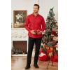 imageHISDERN Mens Business Dress Shirts Long Sleeve Casual Button Down Shirt Formal Inner Collar Contrast Shirt for Men WeddingRed Christma