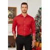 imageHISDERN Mens Business Dress Shirts Long Sleeve Casual Button Down Shirt Formal Inner Collar Contrast Shirt for Men WeddingRed Christma