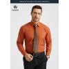 imageMens Solid Long Sleeve Dress Shirt with Matching Tie and Handkerchief Set Classic Button Down Formal Business Shirts06orange1