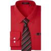 imageMens Solid Long Sleeve Dress Shirt with Matching Tie and Handkerchief Set Classic Button Down Formal Business Shirts06bright Red