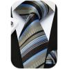 imageHISDERN Mens Tie Set Stripe Plaid Ties with Pocket Square Cufflinks Formal Business Silk Necktie Handkerchief for MenGrey Blue