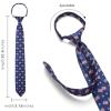 imageHISDERN Pre Tied Ties for Men Adjustable Mens Tie Classic Paisley Stripe Necktie and Pocket Square Set for Wedding PartyBnavy Blue American Flag