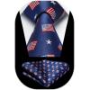 imageHISDERN Pre Tied Ties for Men Adjustable Mens Tie Classic Paisley Stripe Necktie and Pocket Square Set for Wedding PartyBnavy Blue American Flag