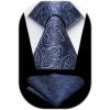 imageHISDERN Pre Tied Ties for Men Adjustable Mens Tie Classic Paisley Stripe Necktie and Pocket Square Set for Wedding PartyBnavy Blue Paisley