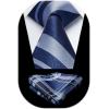 imageHISDERN Pre Tied Ties for Men Adjustable Mens Tie Classic Paisley Stripe Necktie and Pocket Square Set for Wedding PartyBnavy Blue Plaid