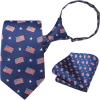 imageHISDERN Pre Tied Ties for Men Adjustable Mens Tie Classic Paisley Stripe Necktie and Pocket Square Set for Wedding PartyBnavy Blue American Flag
