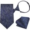 imageHISDERN Pre Tied Ties for Men Adjustable Mens Tie Classic Paisley Stripe Necktie and Pocket Square Set for Wedding PartyBnavy Blue Paisley