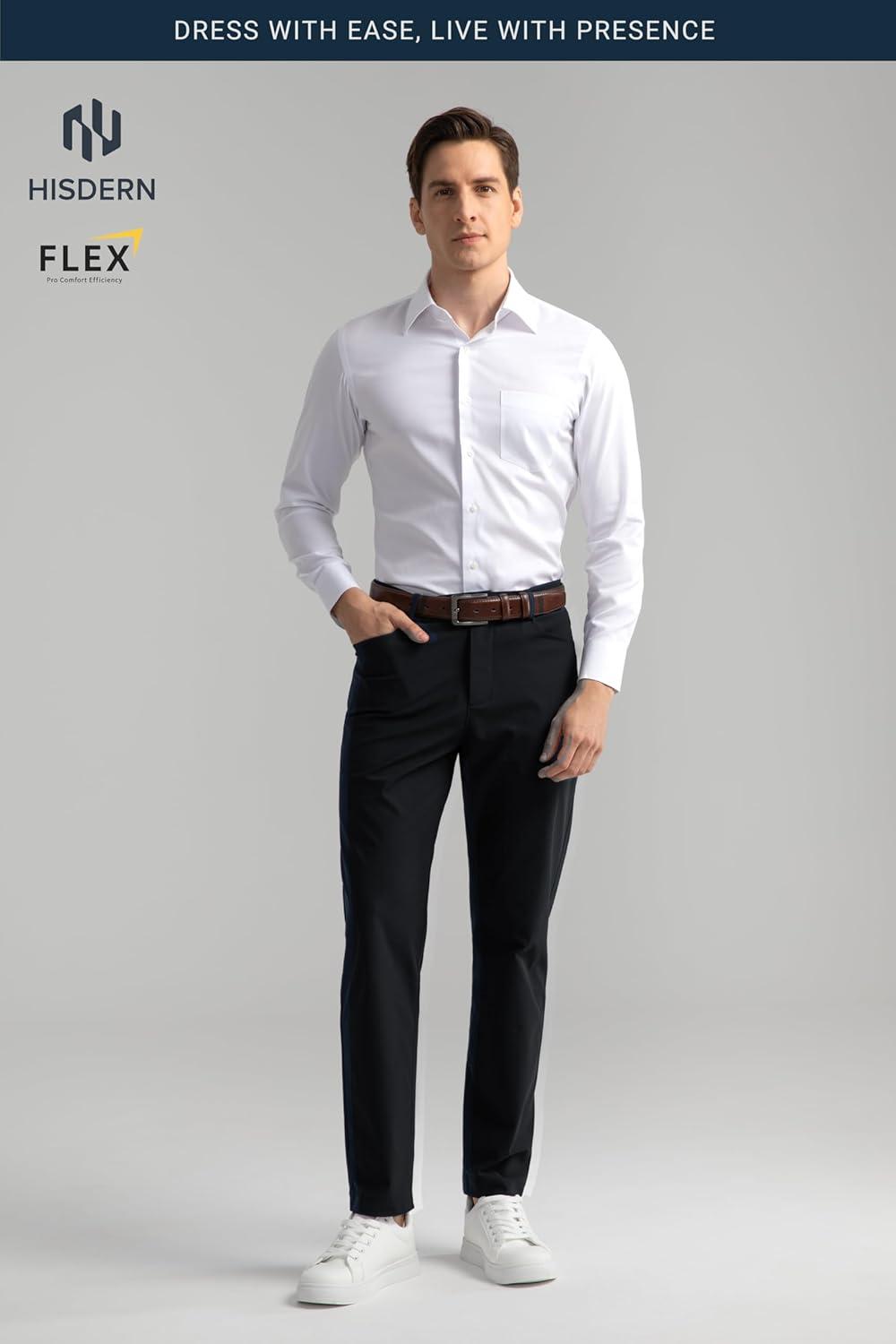 imageHISDERN Flex 503 Mens Slim Fit Golf Pants 30quot32quot34quot No Iron Stretch Quick Dry for Business Work Casual with 5 PocketBlack