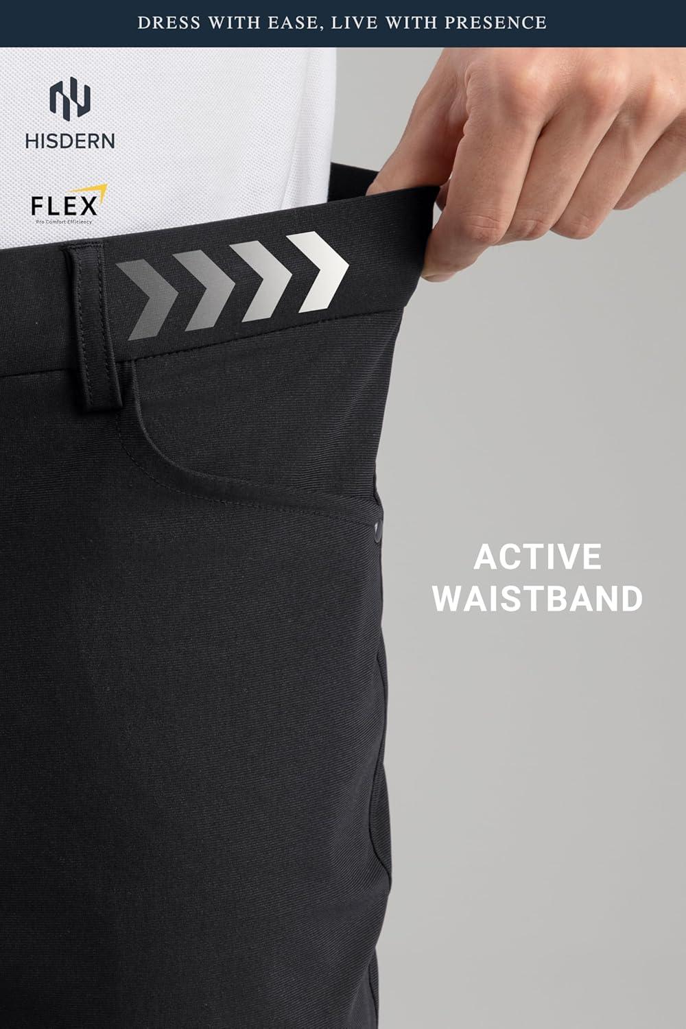imageHISDERN Flex 503 Mens Slim Fit Golf Pants 30quot32quot34quot No Iron Stretch Quick Dry for Business Work Casual with 5 PocketBlack
