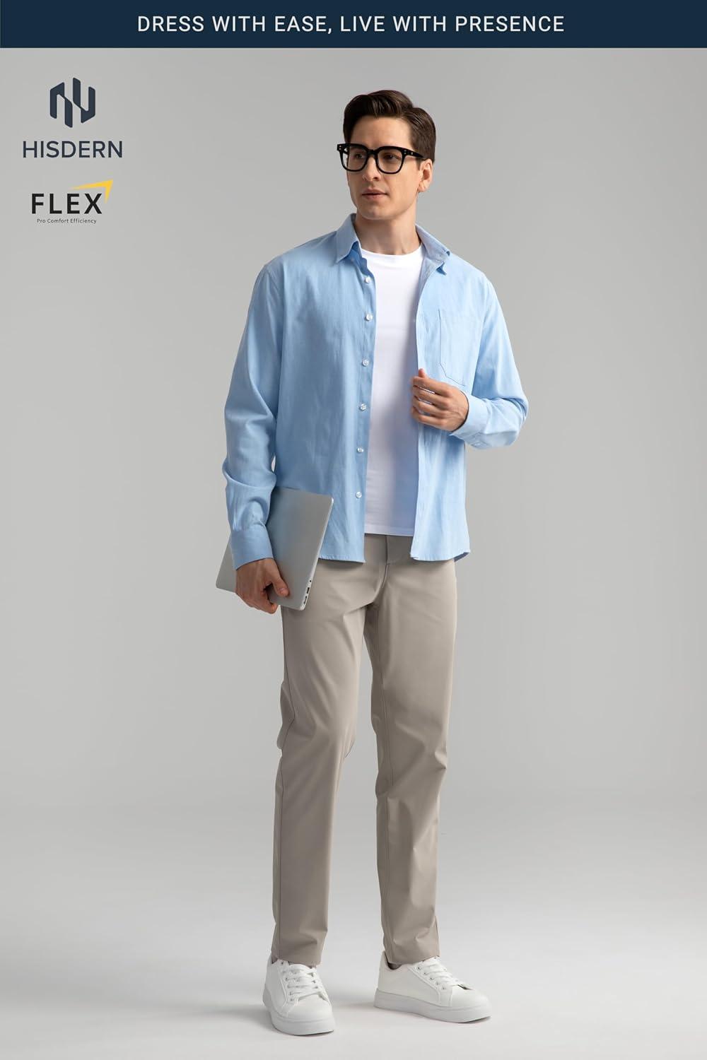 imageHISDERN Flex 503 Mens Slim Fit Golf Pants 30quot32quot34quot No Iron Stretch Quick Dry for Business Work Casual with 5 PocketDark Grey