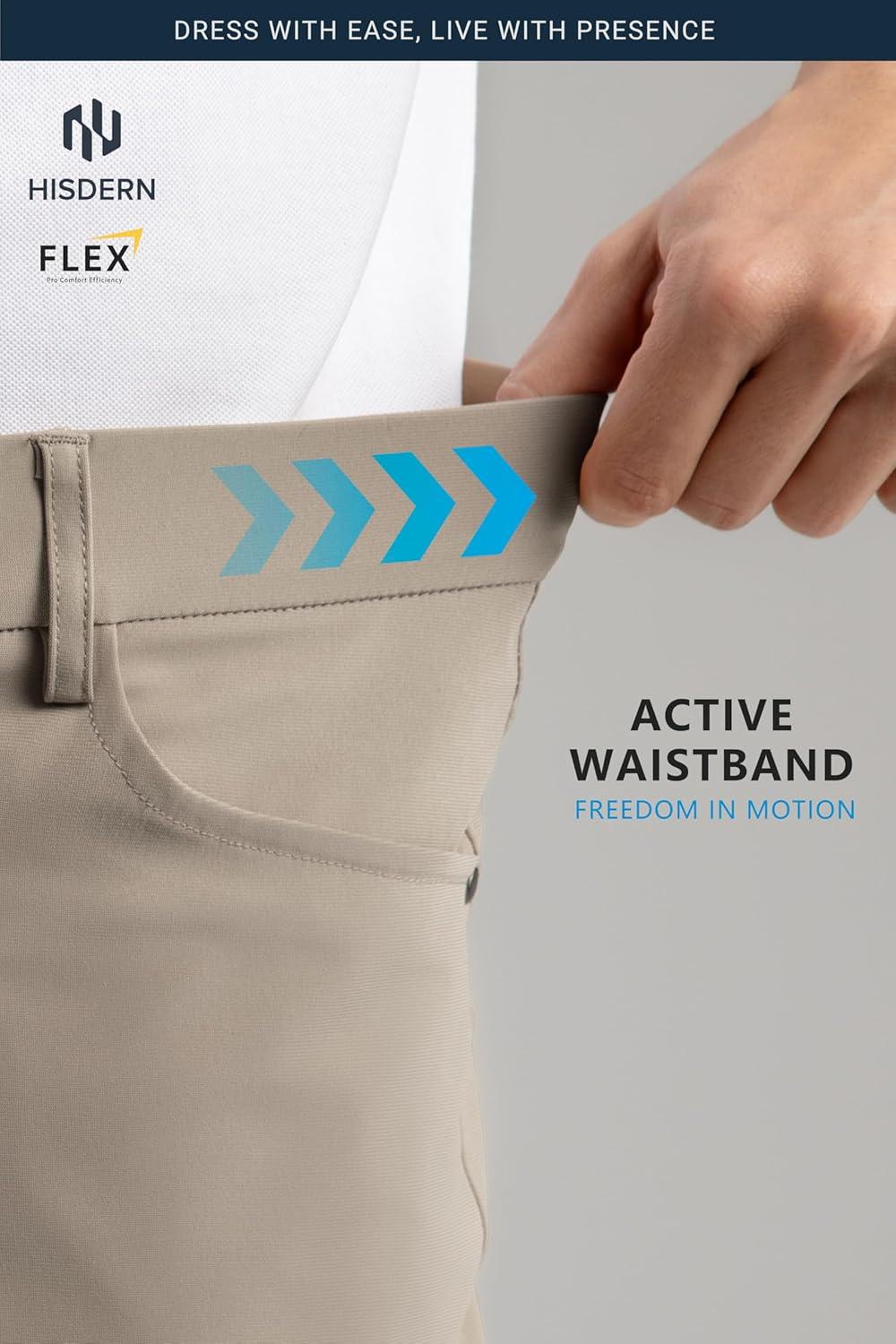 imageHISDERN Flex 503 Mens Slim Fit Golf Pants 30quot32quot34quot No Iron Stretch Quick Dry for Business Work Casual with 5 PocketDark Grey