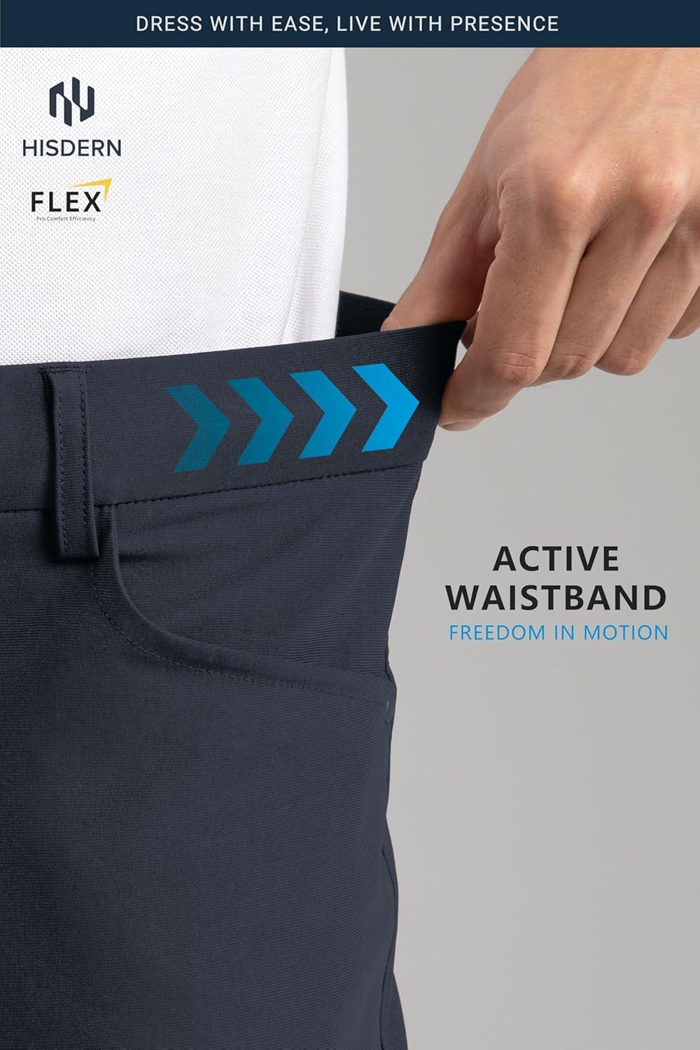 imageHISDERN Flex 503 Mens Slim Fit Golf Pants 30quot32quot34quot No Iron Stretch Quick Dry for Business Work Casual with 5 PocketDusty Blue