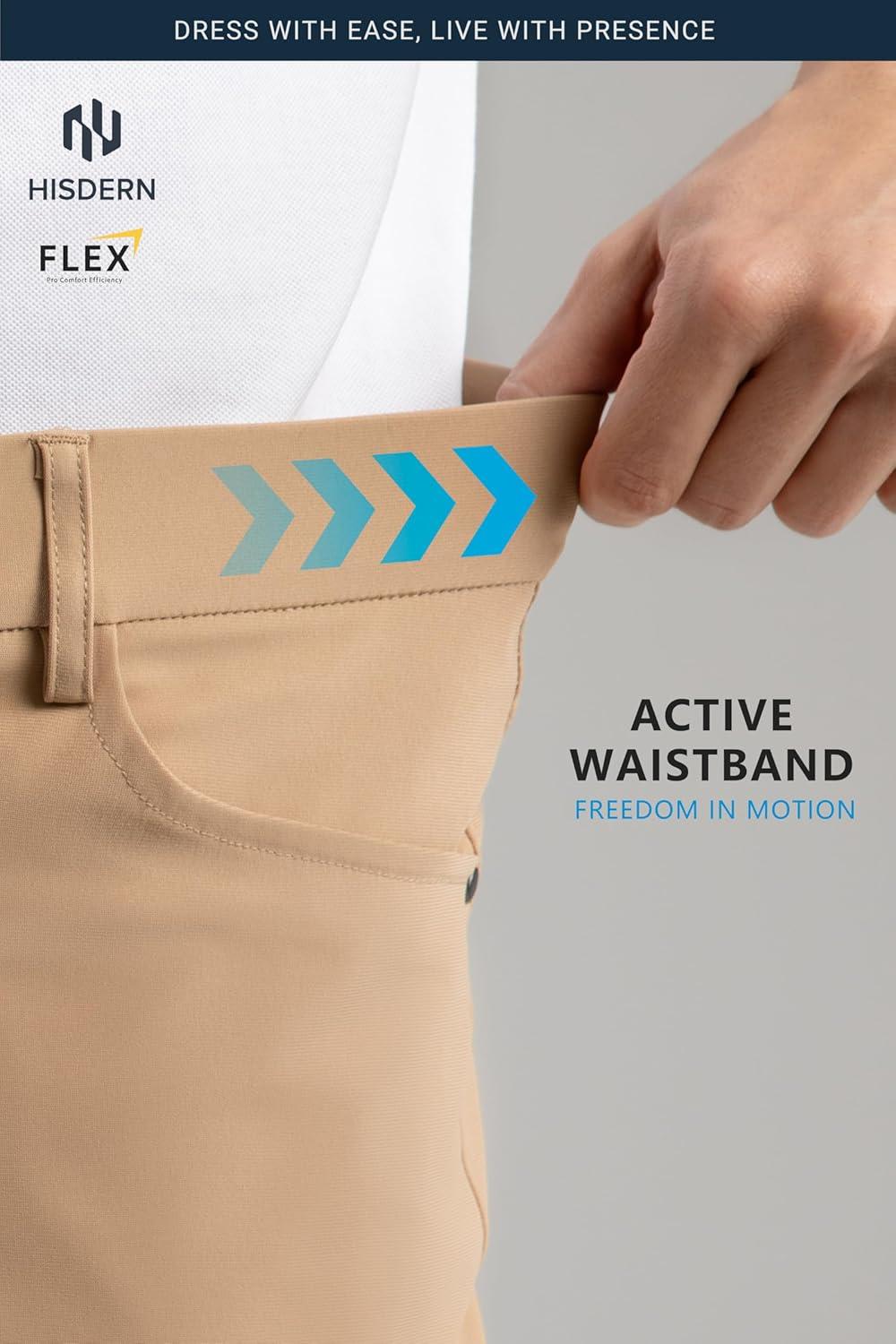 imageHISDERN Flex 503 Mens Slim Fit Golf Pants 30quot32quot34quot No Iron Stretch Quick Dry for Business Work Casual with 5 PocketKhaki