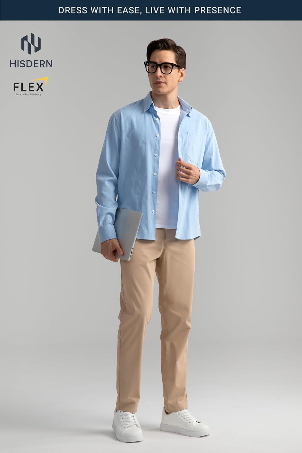 imageHISDERN Flex 503 Mens Slim Fit Golf Pants 30quot32quot34quot No Iron Stretch Quick Dry for Business Work Casual with 5 PocketKhaki