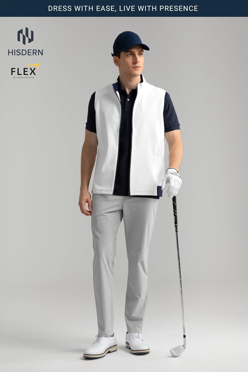 imageHISDERN Flex 503 Mens Slim Fit Golf Pants 30quot32quot34quot No Iron Stretch Quick Dry for Business Work Casual with 5 PocketLight Grey