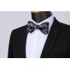imageHISDERN Bow Ties for Men Self Tie Animal Bowties Pocket Square Woven Silk Fun Bowtie Handkerchief Set for Wedding PartyPurpleBat