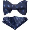 imageHISDERN Bow Ties for Men Self Tie Animal Bowties Pocket Square Woven Silk Fun Bowtie Handkerchief Set for Wedding PartyGrapeNavy Blue