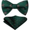 imageHISDERN Bow Ties for Men Self Tie Animal Bowties Pocket Square Woven Silk Fun Bowtie Handkerchief Set for Wedding PartyGreenHorse Racing