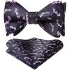 imageHISDERN Bow Ties for Men Self Tie Animal Bowties Pocket Square Woven Silk Fun Bowtie Handkerchief Set for Wedding PartyPurpleBat