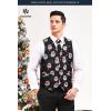 imageHISDERN Mens Suit Vest Christmas Holiday Season Party Jacquard Waistcoats Necktie Pocket Square Vest Suit SetBlack2